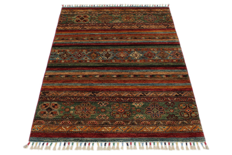 3x5 Brown and Multicolor Tribal Rug