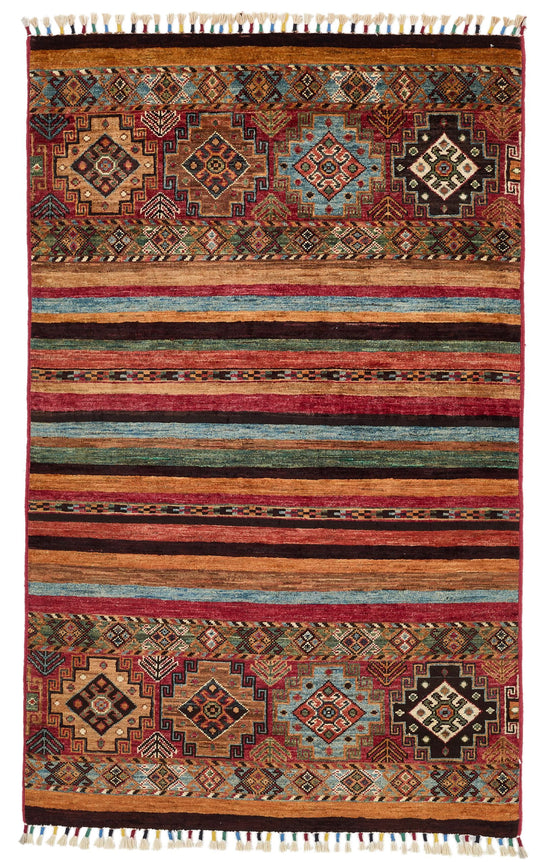 3x5 Brown and Multicolor Tribal Rug