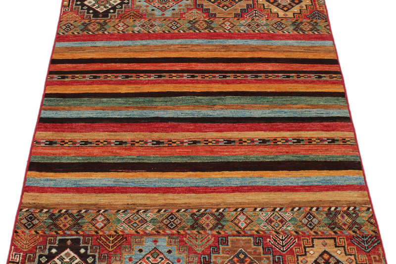 3x5 Brown and Multicolor Tribal Rug