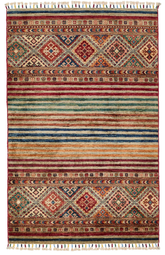 3x5 Brown and Multicolor Tribal Rug