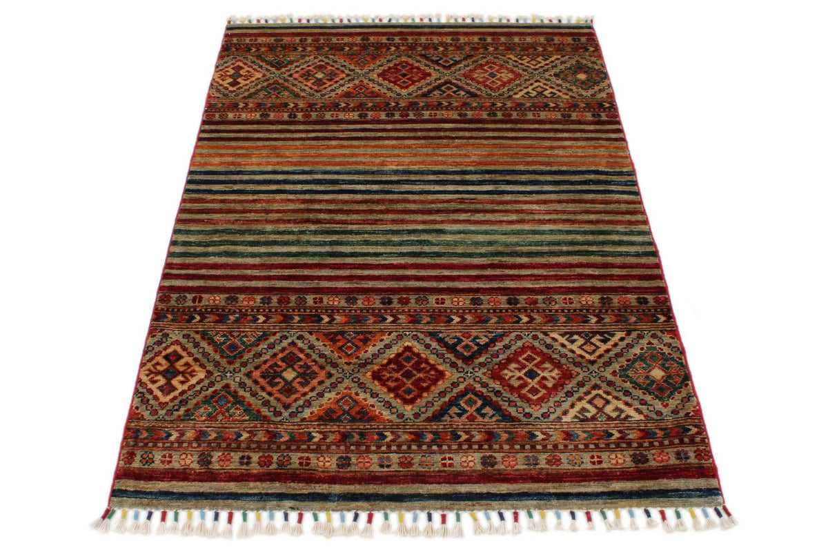 3x5 Brown and Multicolor Tribal Rug