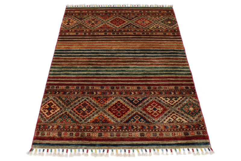 3x5 Brown and Multicolor Tribal Rug