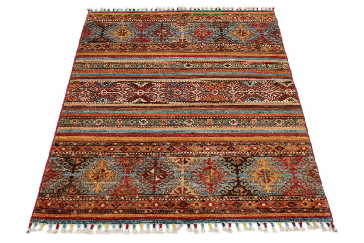 3x5 Brown and Multicolor Tribal Rug