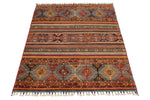 3x5 Brown and Multicolor Tribal Rug