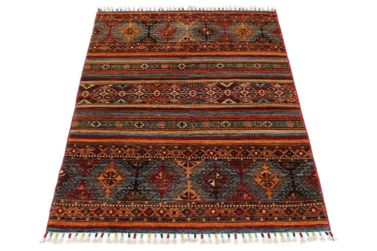 3x5 Brown and Multicolor Tribal Rug