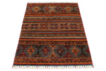 3x5 Brown and Multicolor Tribal Rug
