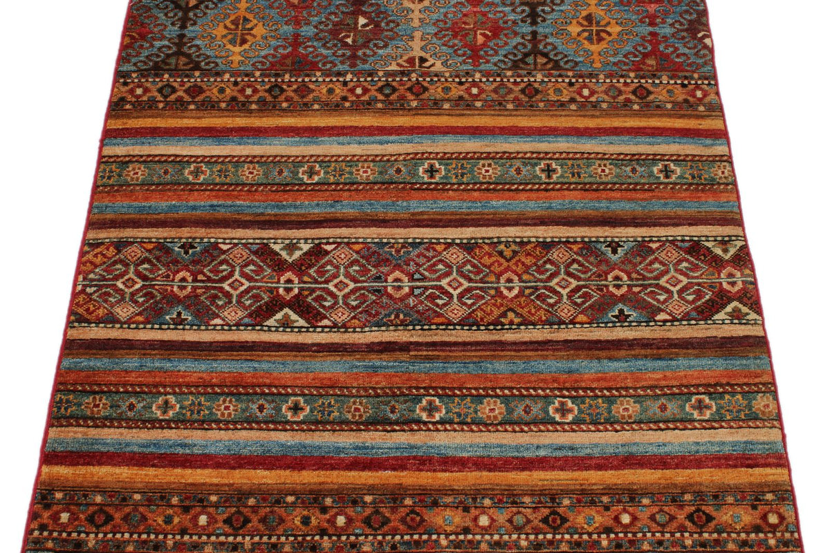 3x5 Brown and Multicolor Tribal Rug