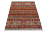 3x5 Brown and Multicolor Tribal Rug