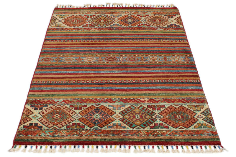 3x5 Brown and Multicolor Tribal Rug