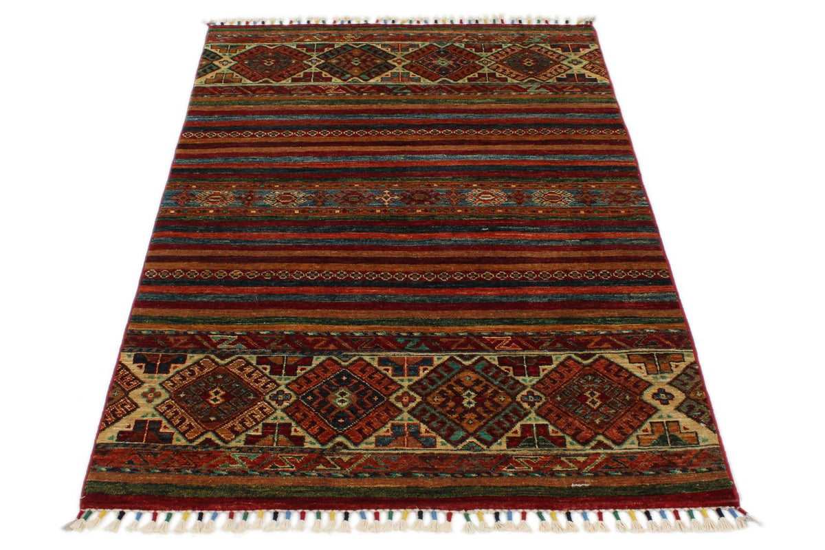 3x5 Brown and Multicolor Tribal Rug