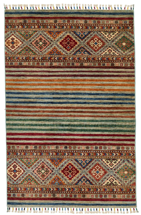 3x5 Brown and Multicolor Tribal Rug