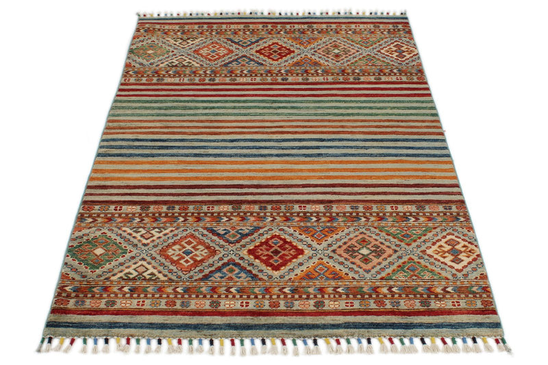 3x5 Brown and Multicolor Tribal Rug