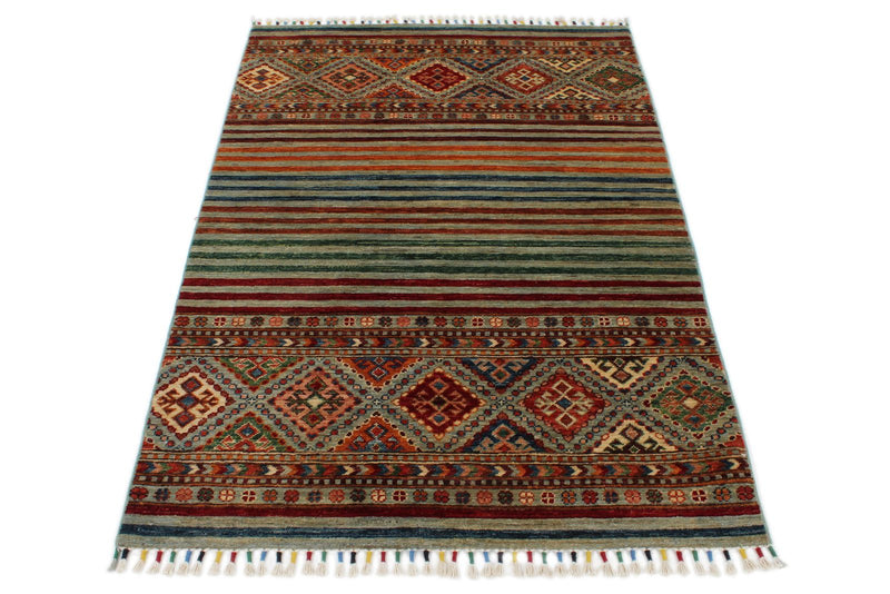 3x5 Brown and Multicolor Tribal Rug