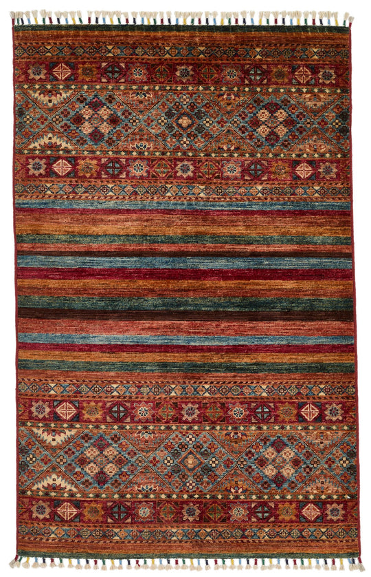 3x5 Brown and Multicolor Tribal Rug