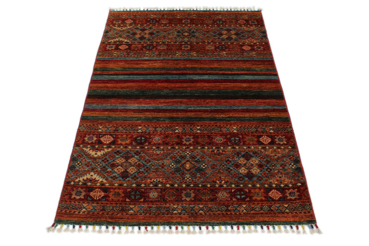 3x5 Brown and Multicolor Tribal Rug