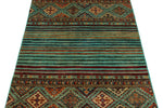 3x5 Green and Multicolor Tribal Rug