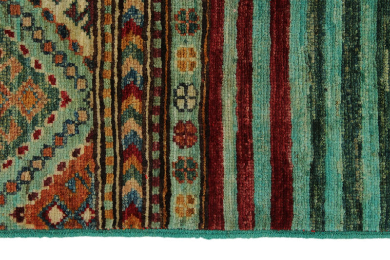 3x5 Green and Multicolor Tribal Rug