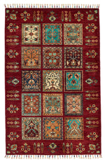 4x5 Red and Multicolor Anatolian Traditional Rug