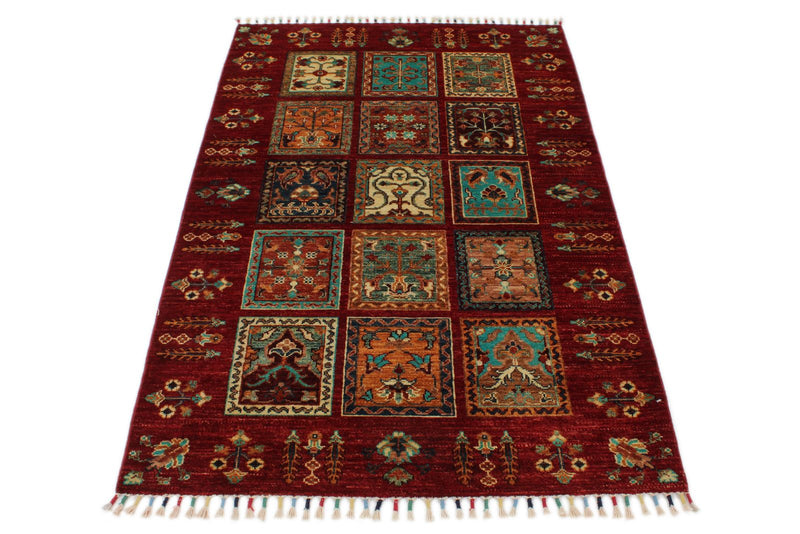 4x5 Red and Multicolor Anatolian Traditional Rug