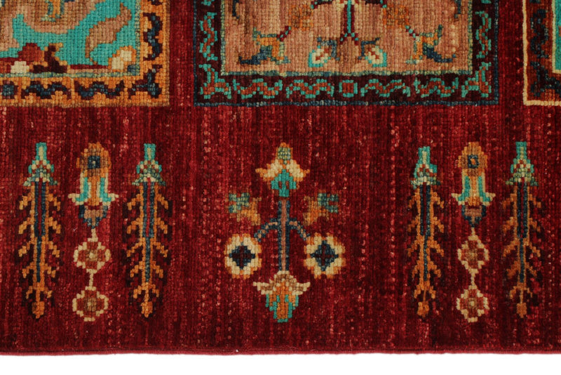 4x5 Red and Multicolor Anatolian Traditional Rug