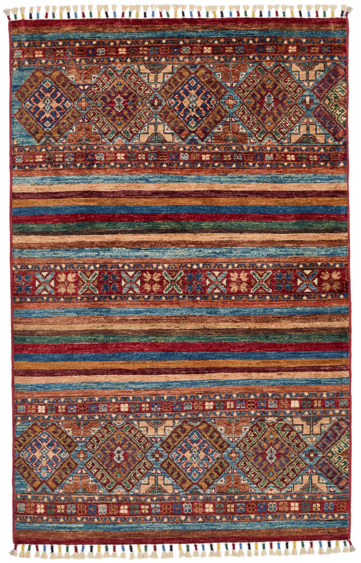 3x5 Brown and Multicolor Tribal Rug