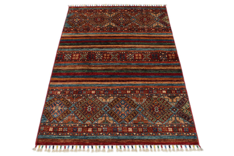 3x5 Brown and Multicolor Tribal Rug