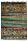 3x5 Green and Multicolor Tribal Rug