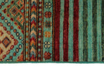 3x5 Green and Multicolor Tribal Rug