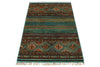 3x5 Turquoıse and Multicolor Tribal Rug