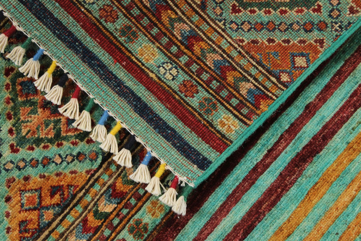 3x5 Turquoıse and Multicolor Tribal Rug