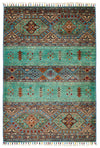 3x5 Mint and Multicolor Tribal Rug