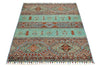 3x5 Mint and Multicolor Tribal Rug