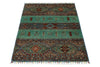 3x5 Mint and Multicolor Tribal Rug