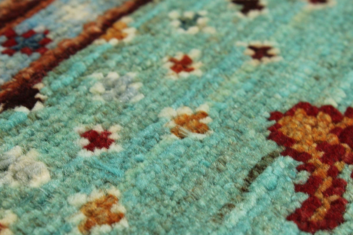 3x5 Mint and Multicolor Tribal Rug