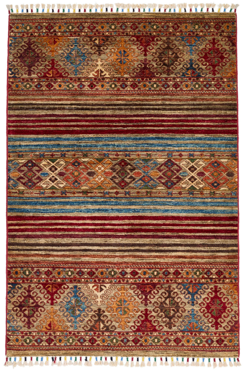 3x5 Brown and Multicolor Tribal Rug