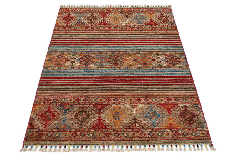 3x5 Brown and Multicolor Tribal Rug