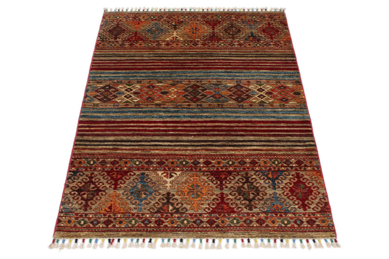 3x5 Brown and Multicolor Tribal Rug