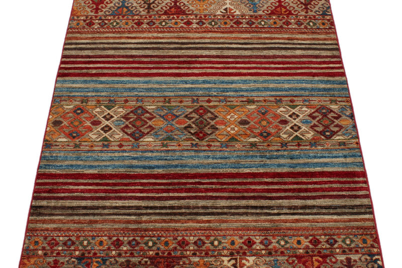 3x5 Brown and Multicolor Tribal Rug