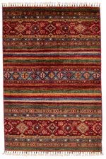 3x5 Red and Multicolor Tribal Rug