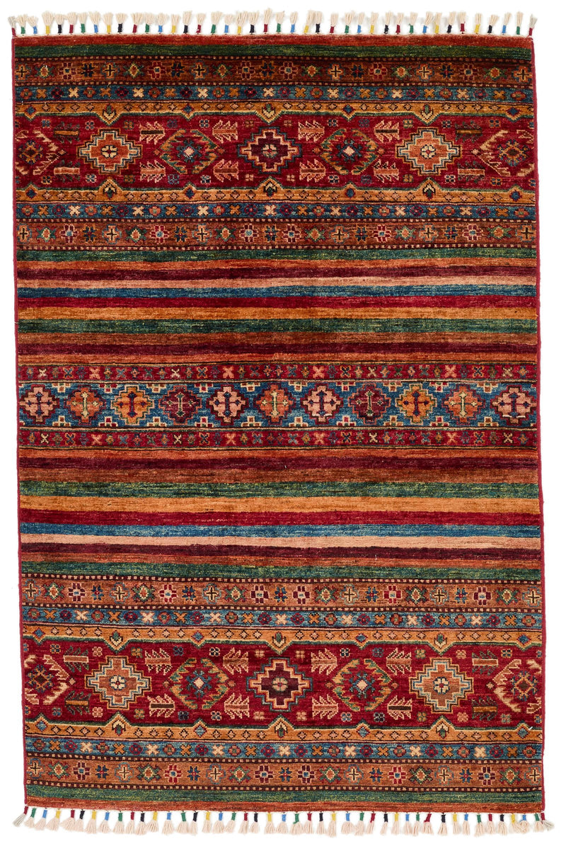 3x5 Red and Multicolor Tribal Rug