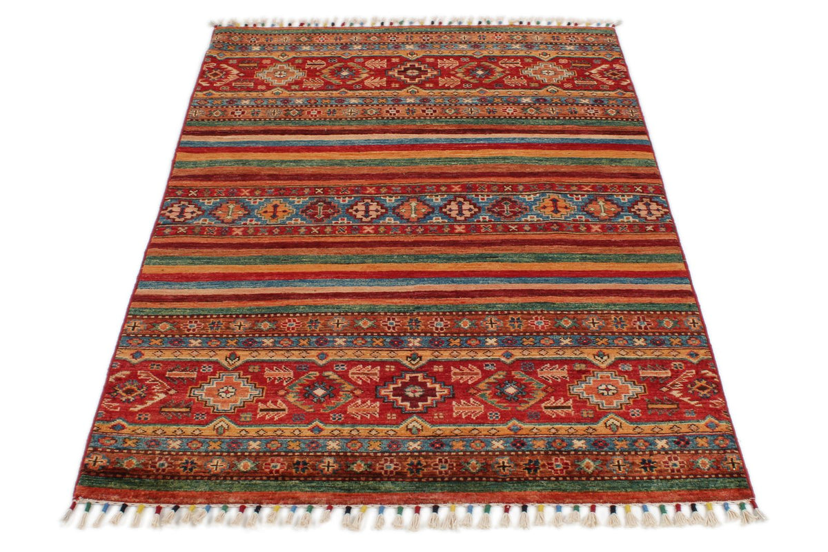 3x5 Red and Multicolor Tribal Rug