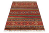 3x5 Red and Multicolor Tribal Rug