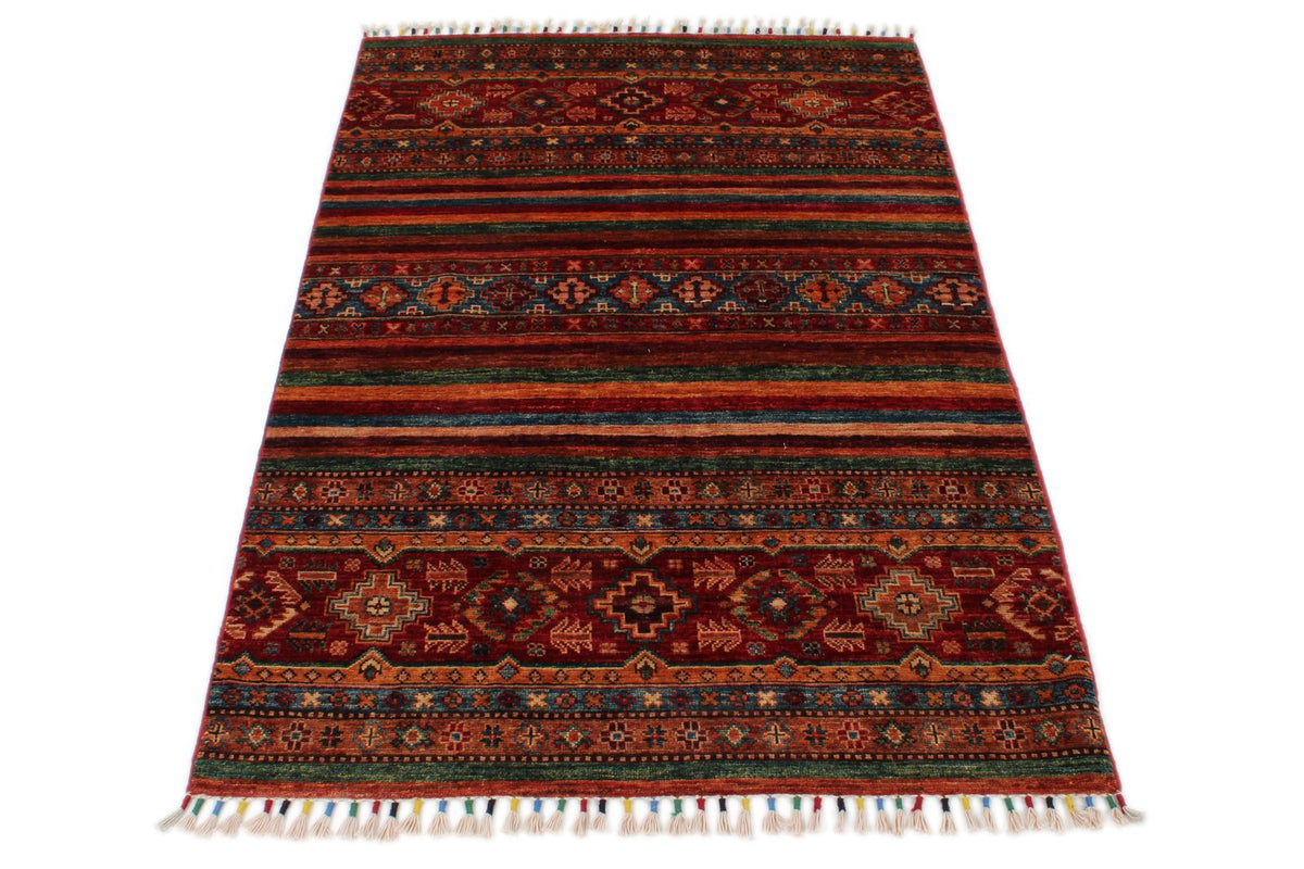 3x5 Red and Multicolor Tribal Rug
