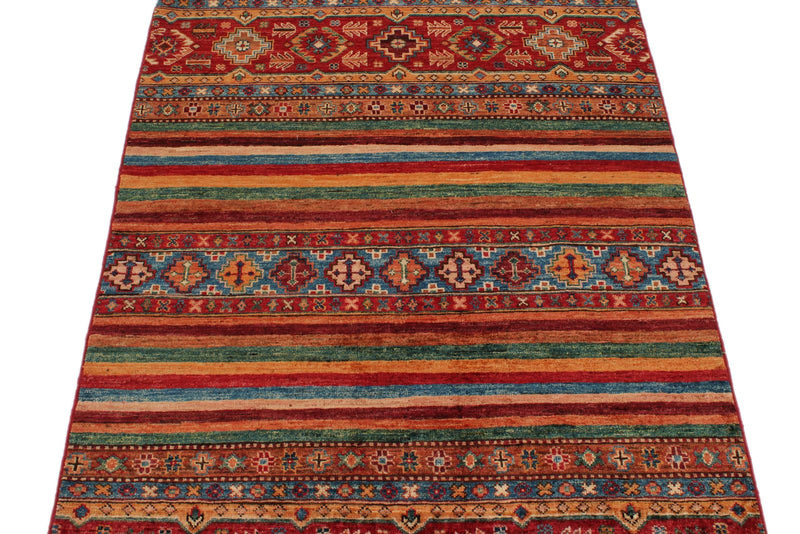 3x5 Red and Multicolor Tribal Rug