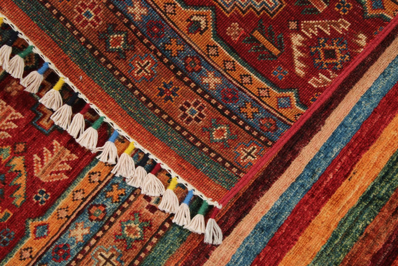 3x5 Red and Multicolor Tribal Rug