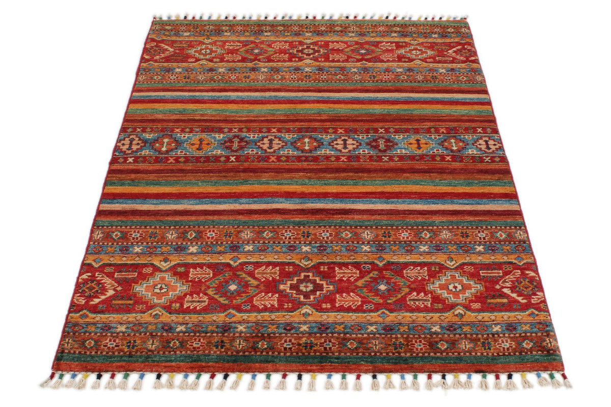 3x5 Red and Multicolor Tribal Rug