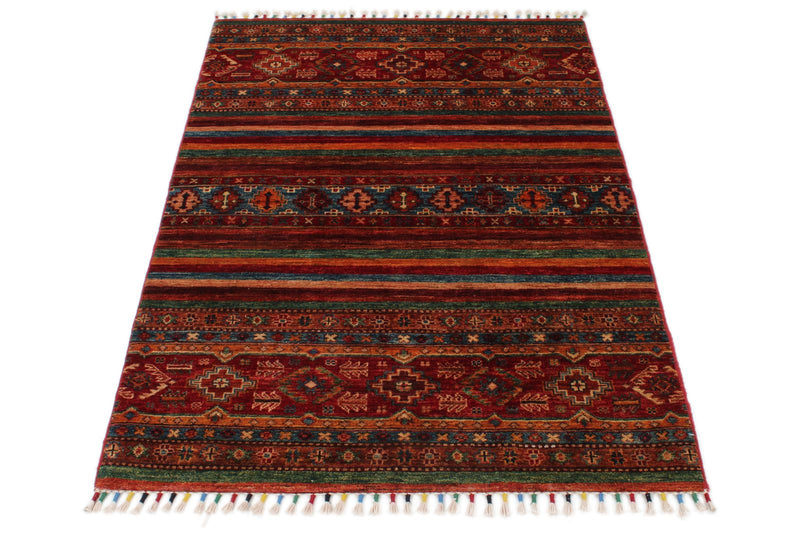 3x5 Red and Multicolor Tribal Rug