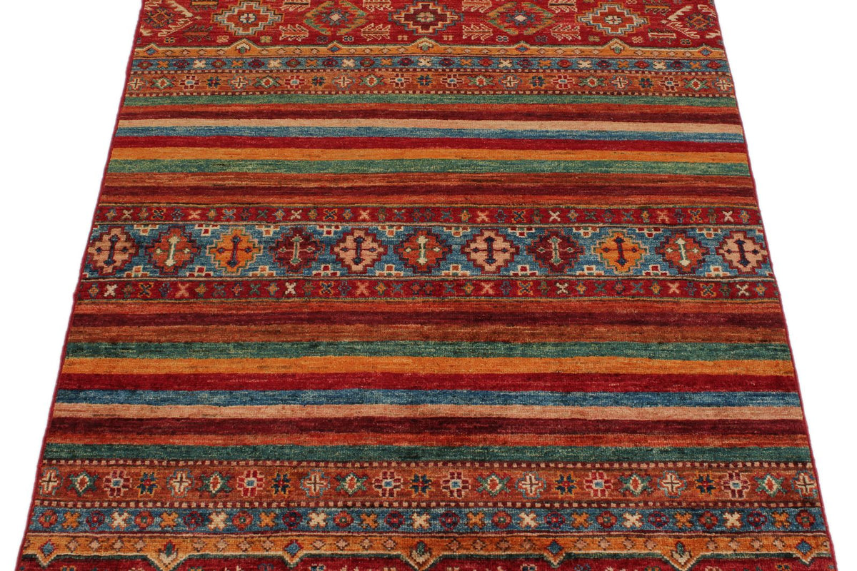 3x5 Red and Multicolor Tribal Rug