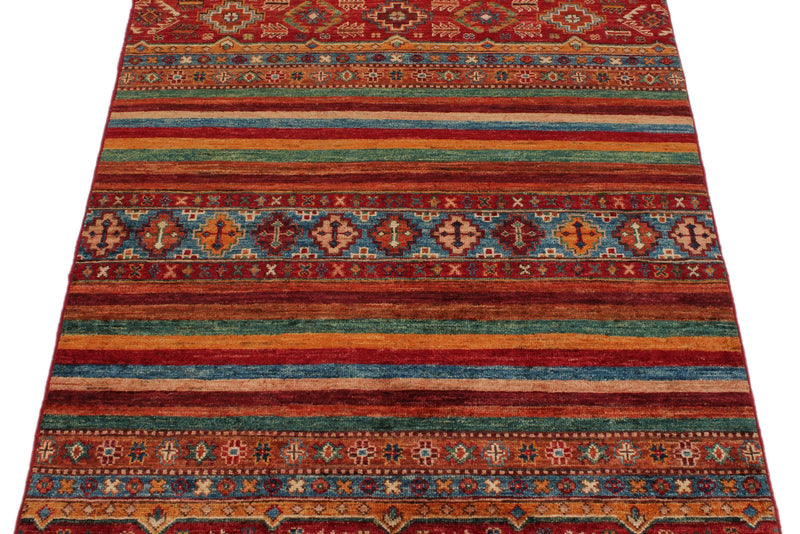 3x5 Red and Multicolor Tribal Rug