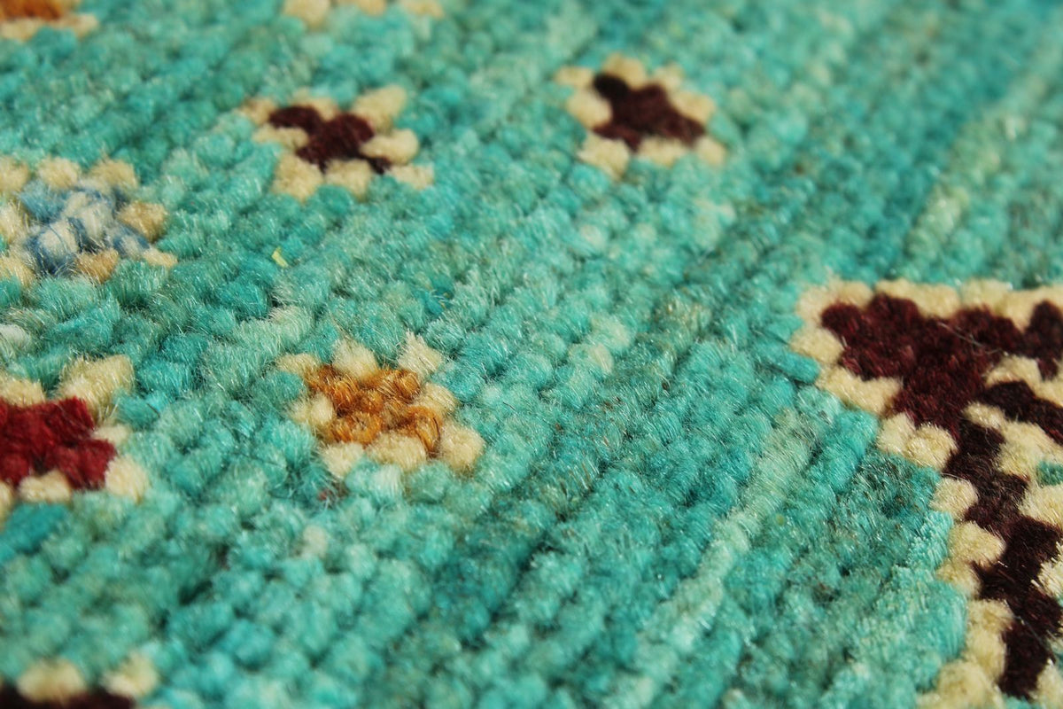 3x5 Mint and Multicolor Tribal Rug